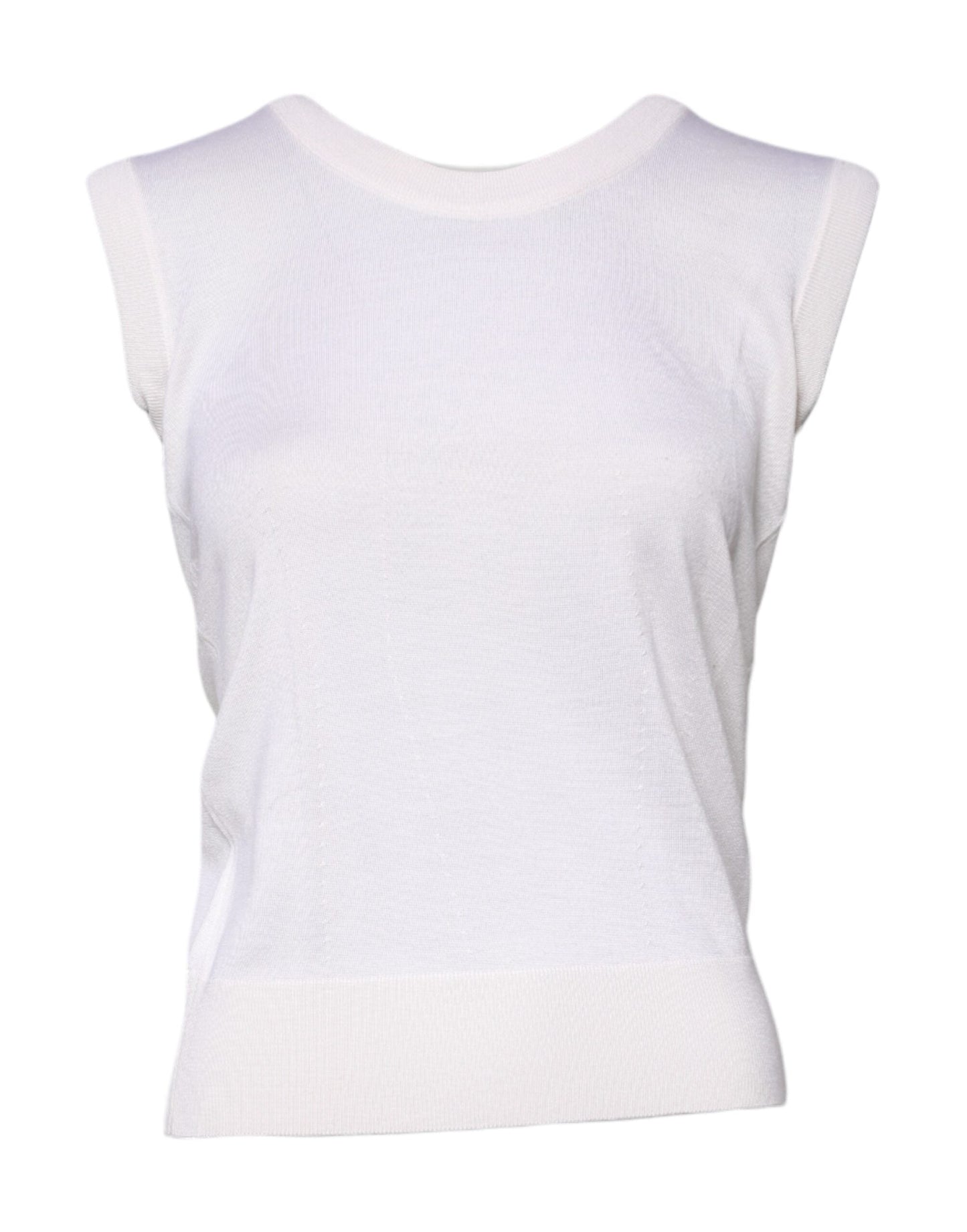 Dolce & Gabbana White Sleeveless Cashmere Round Neck Tank Women's Top ()