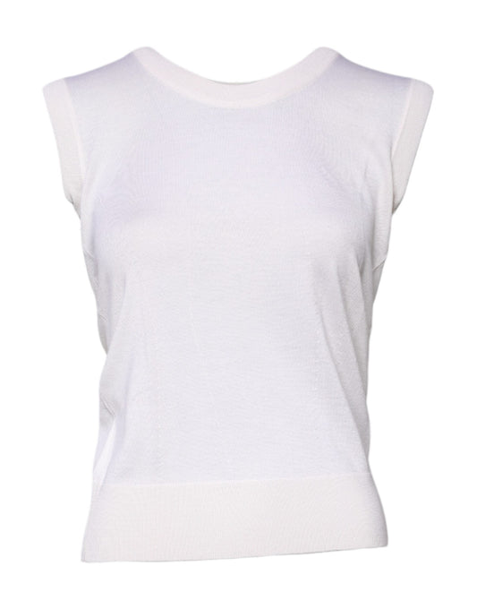 Dolce & Gabbana White Sleeveless Cashmere Round Neck Tank Women's Top ()
