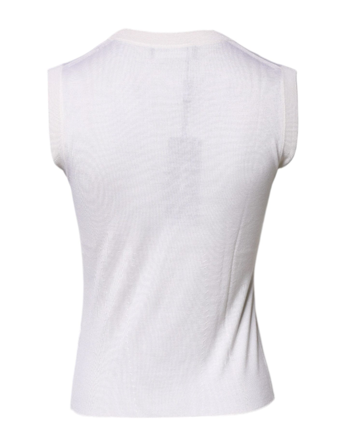 Dolce & Gabbana White Sleeveless Cashmere Round Neck Tank Women's Top ()