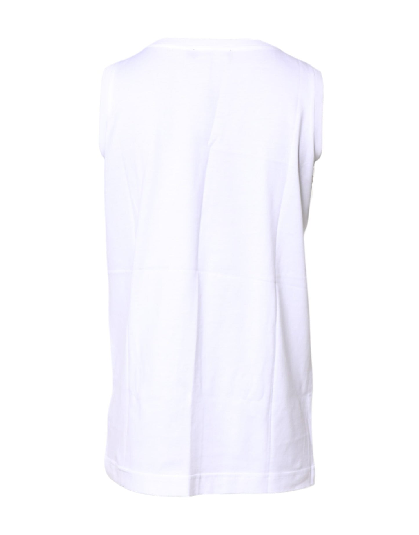 Dolce & Gabbana White Cotton Sleeveless Crew Neck Women's T-shirt