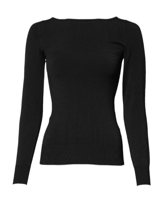 Dolce & Gabbana Black Viscose Long Sleeves Pullover Women's Top