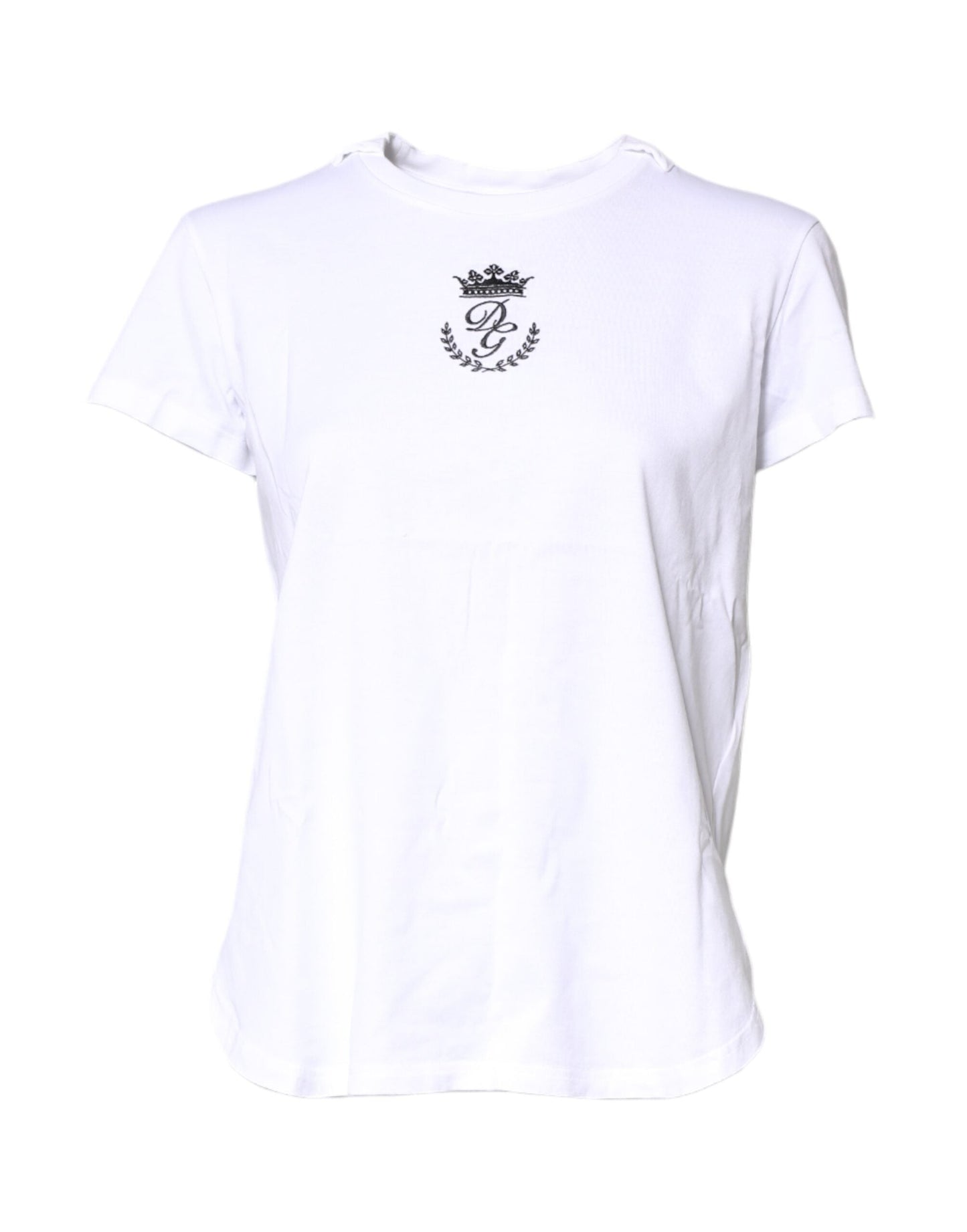 Dolce & Gabbana White Logo Crown Cotton Crew Neck Women's T-shirt ()