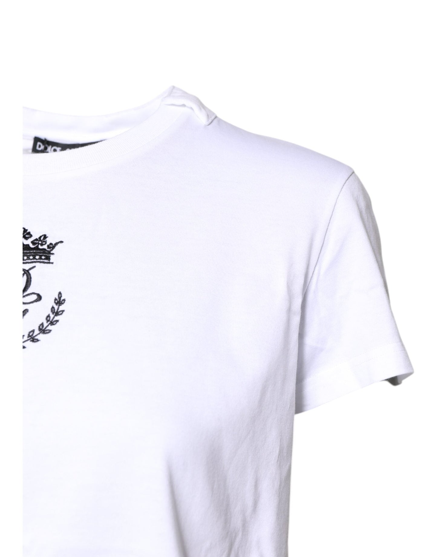 Dolce & Gabbana White Logo Crown Cotton Crew Neck Women's T-shirt ()