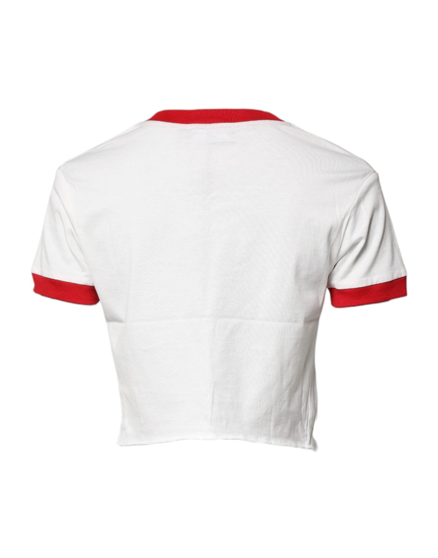 Dolce & Gabbana White Printed Round Neck Cropped Top Women's T-shirt ()