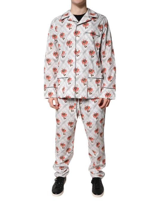 Dolce & Gabbana Multicolor Floral Print Cotton Pajama Set Men's Sleepwear