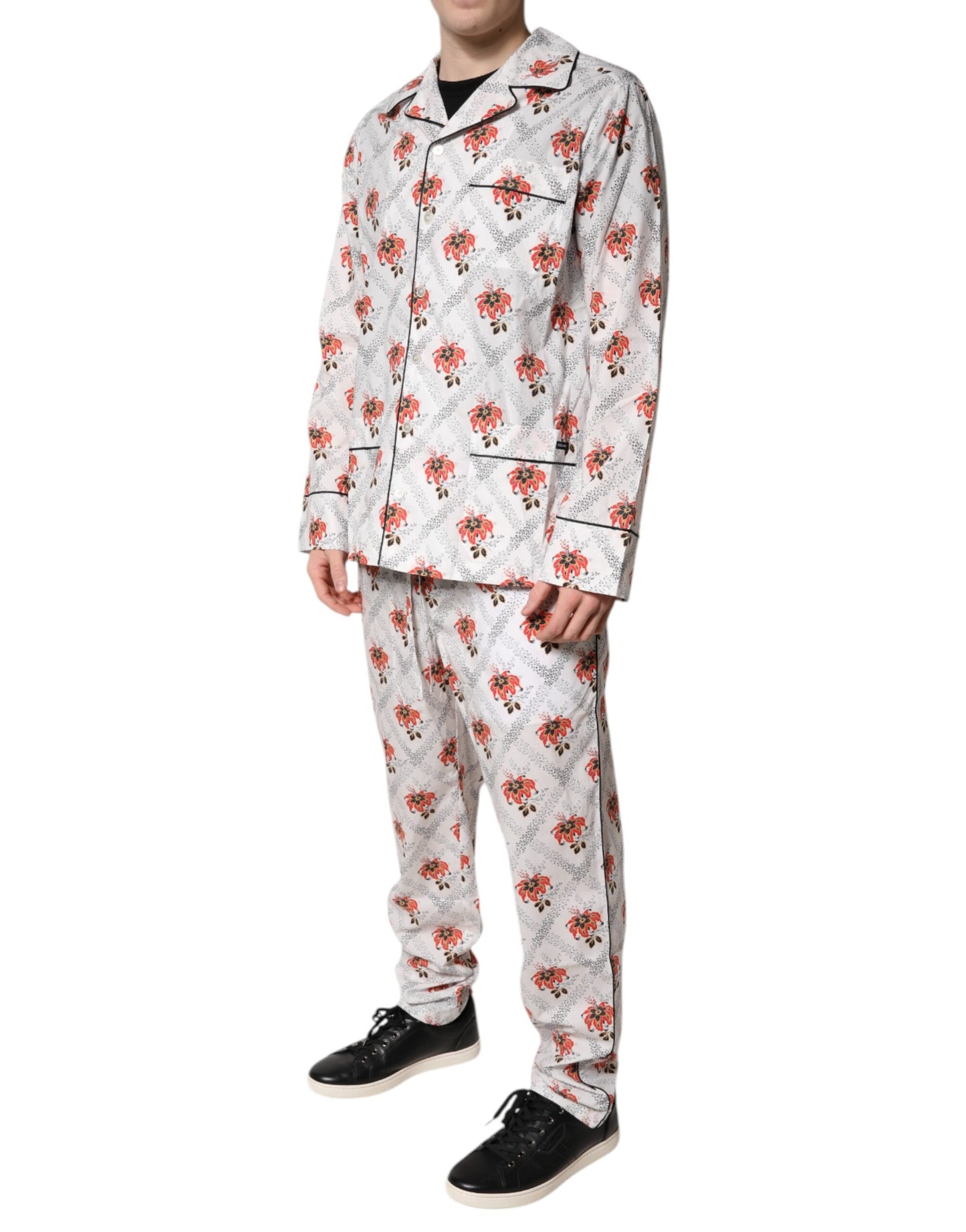 Dolce & Gabbana Multicolor Floral Print Cotton Pajama Set Men's Sleepwear