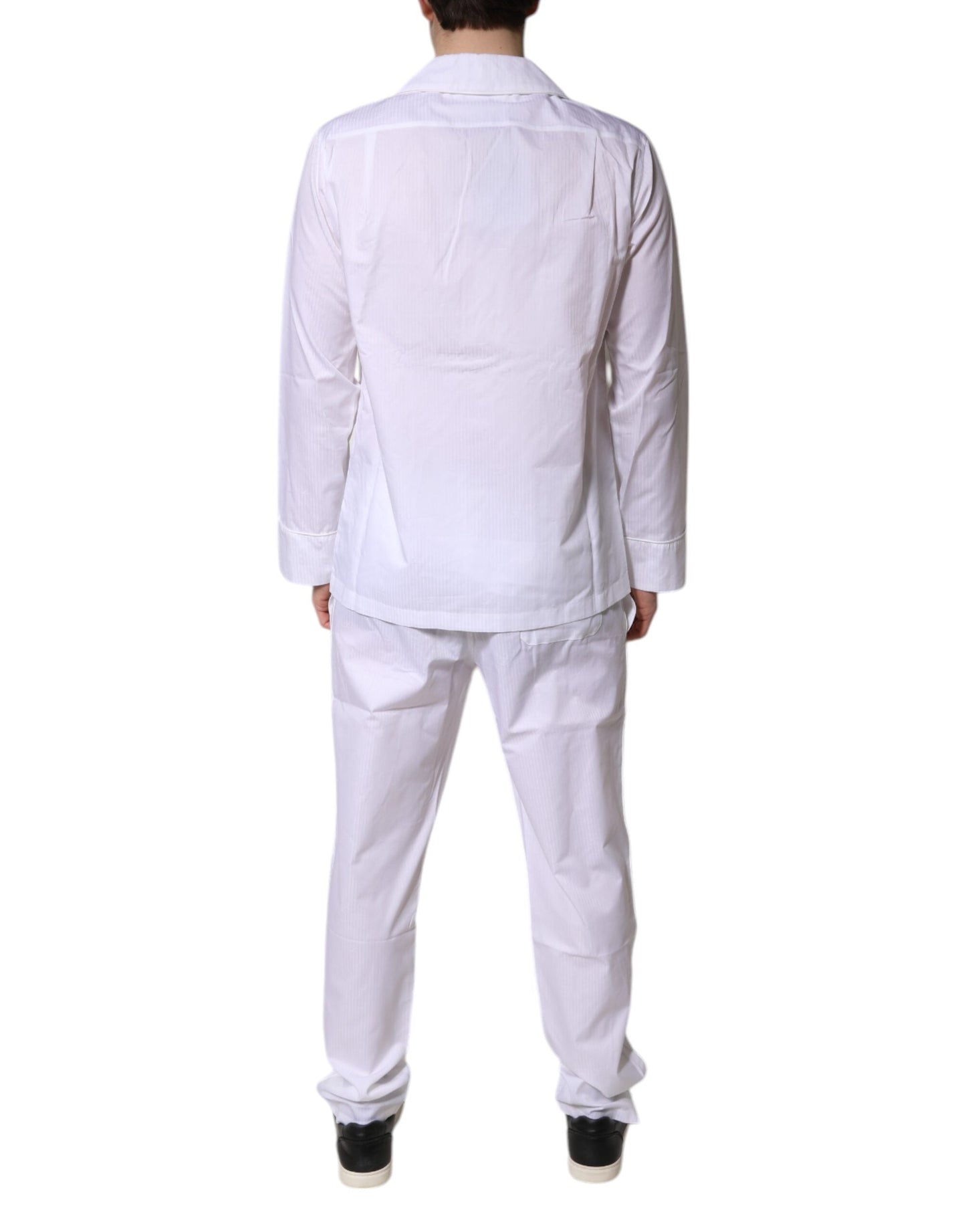 Dolce & Gabbana White Cotton Shirt Pants Pajama Set Men's Sleepwear