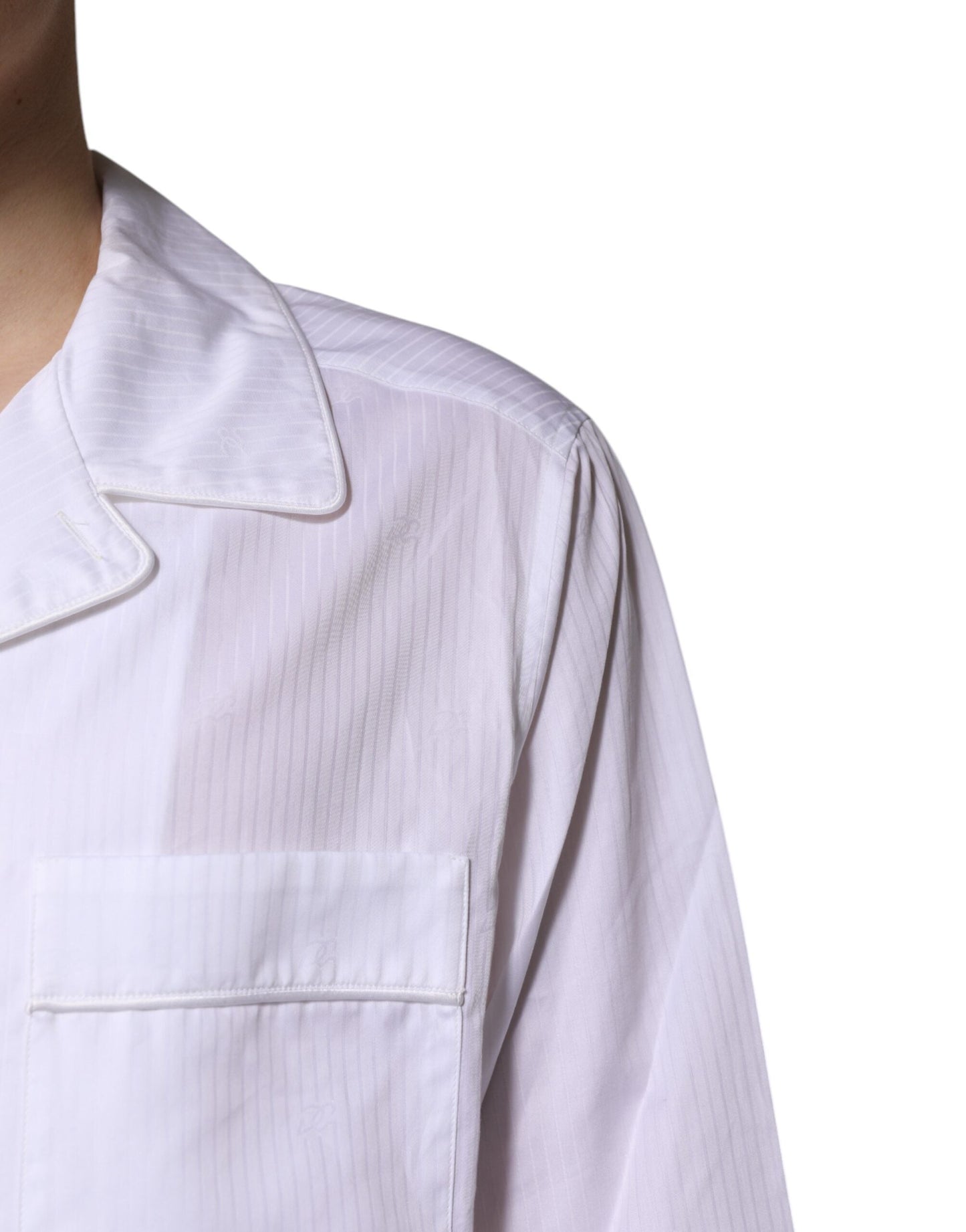 Dolce & Gabbana White Cotton Shirt Pants Pajama Set Men's Sleepwear