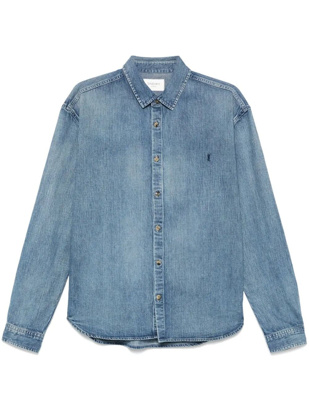 Saint Laurent Men `Cassandre` Shirt In Day Blue Denim