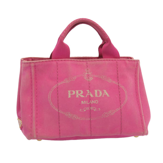 PRADA Canapa PM Hand Bag Canvas Pink  69334