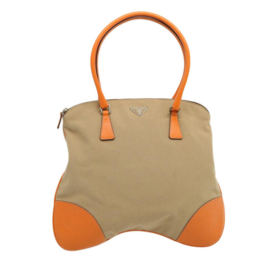 PRADA Tote Bag Canvas Beige Orange  69350