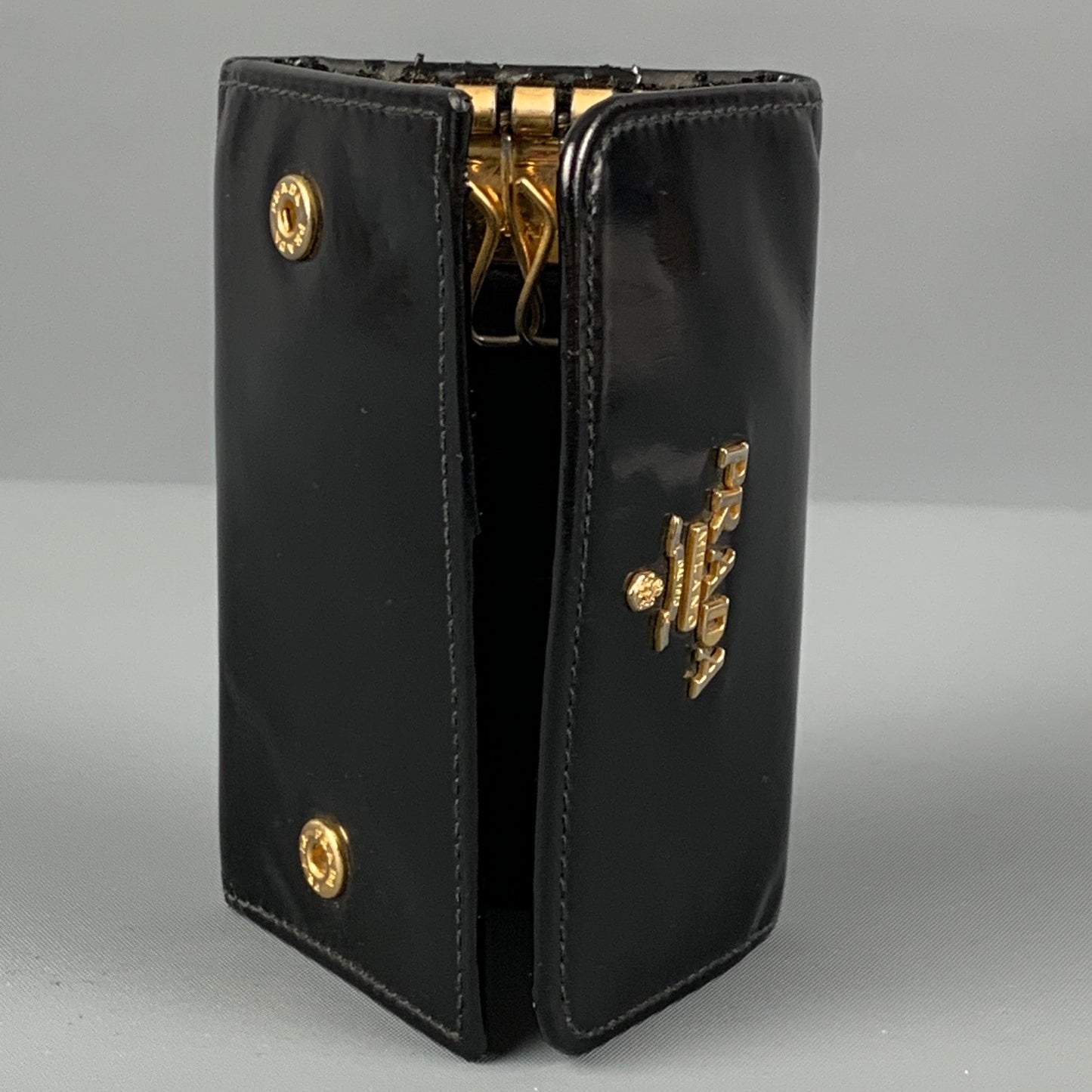 PRADA Black Patent Leather 4 Key Holder