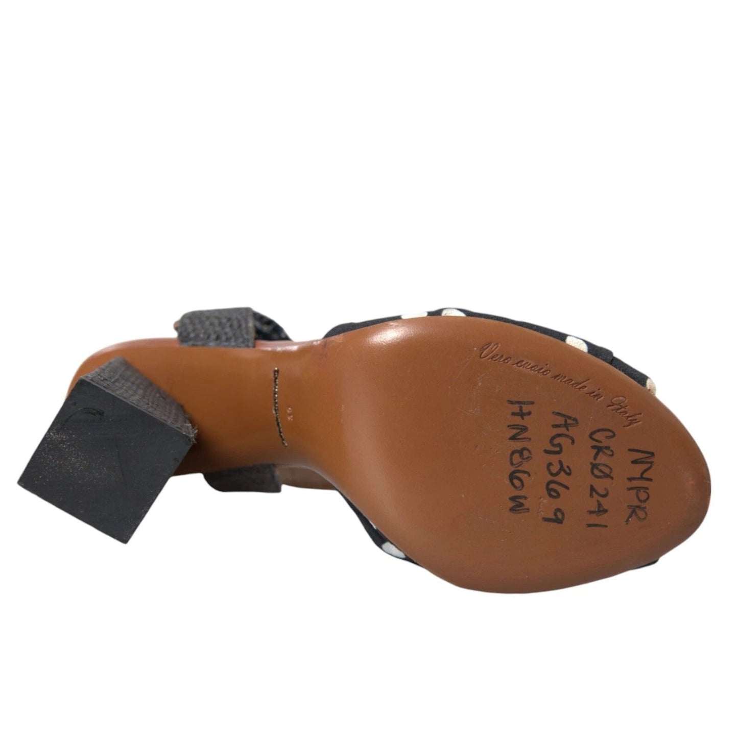 Dolce & Gabbana Black Polka Dot Leather Heels Sandals Women's Shoes ()