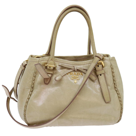 PRADA Hand Bag Leather 2way Beige  69663