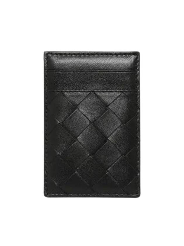 Bottega Veneta Intrecciato Magnet Leather Card Wallet Black