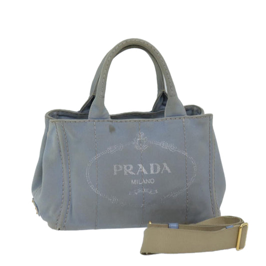 PRADA Canapa PM Hand Bag Canvas 2way Light Blue  69721