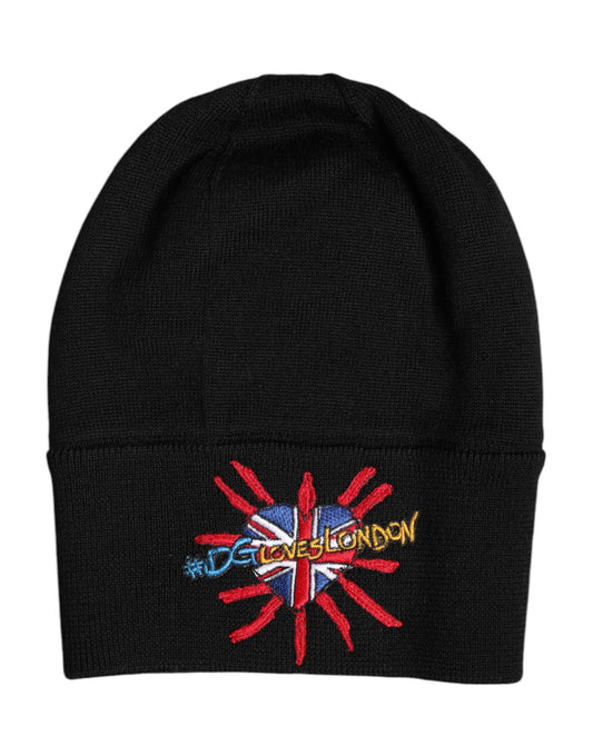 Dolce & Gabbana Black #DGLOVESLONDON Knitted Beanie Men's Hat