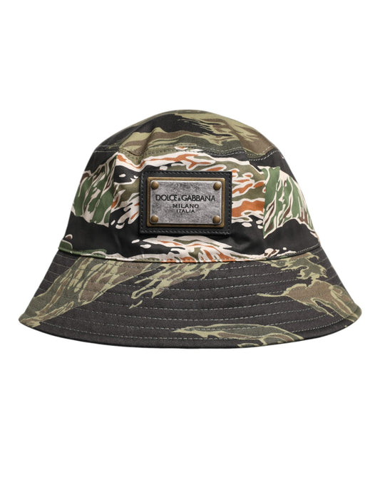 Dolce & Gabbana Multicolor DG Plaque Wide Brim Bucket Men's Hat