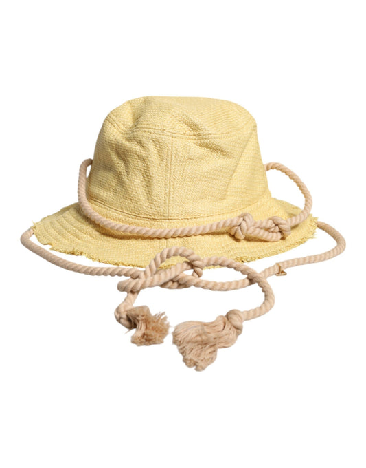 Dolce & Gabbana Yellow Cotton Wide Brim Men's Bucket
