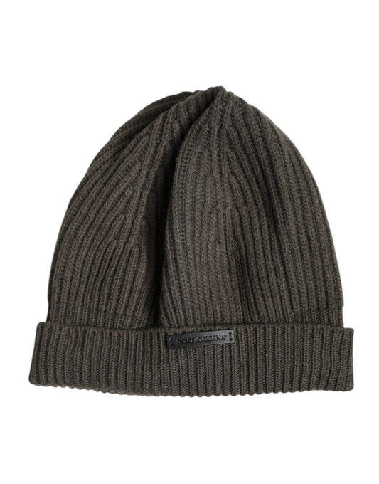 Dolce & Gabbana Green Wool DG Plaque Knitted Winter Beanie Men's Hat ()