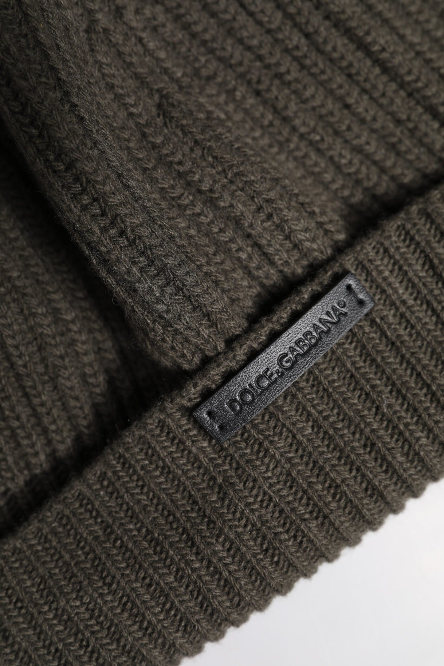 Dolce & Gabbana Green Wool DG Plaque Knitted Winter Beanie Men's Hat ()