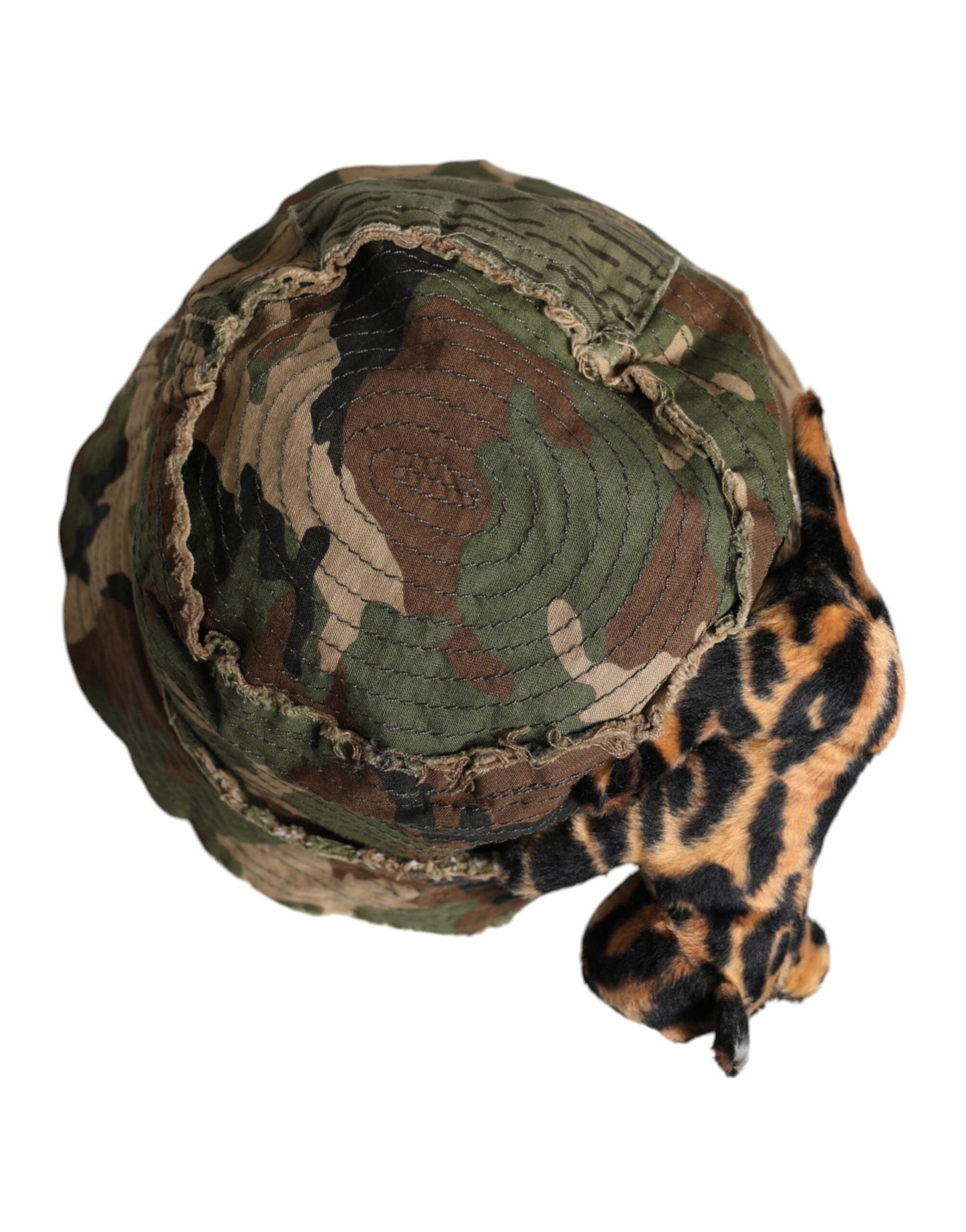 Dolce & Gabbana Multicolor Leopard Embellish Wide Brim Bucket Men's Hat