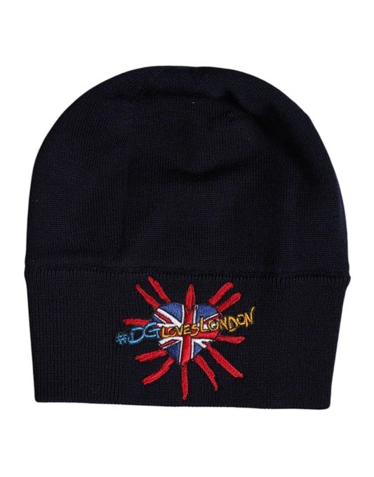 Dolce & Gabbana Black Wool #DGLovesLondon Winter Beanie Men's Hat ()