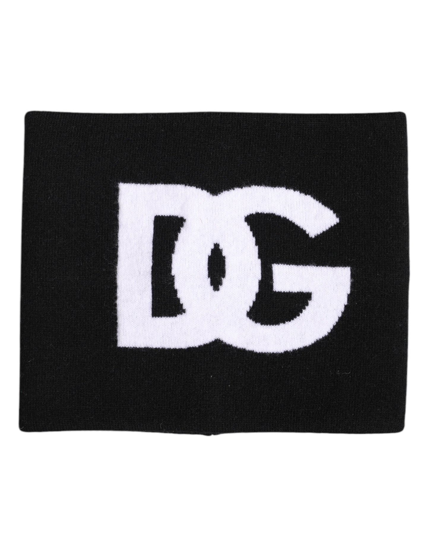 Dolce & Gabbana Black White Logo Print Knitted Neck Warmer Men's Scarf