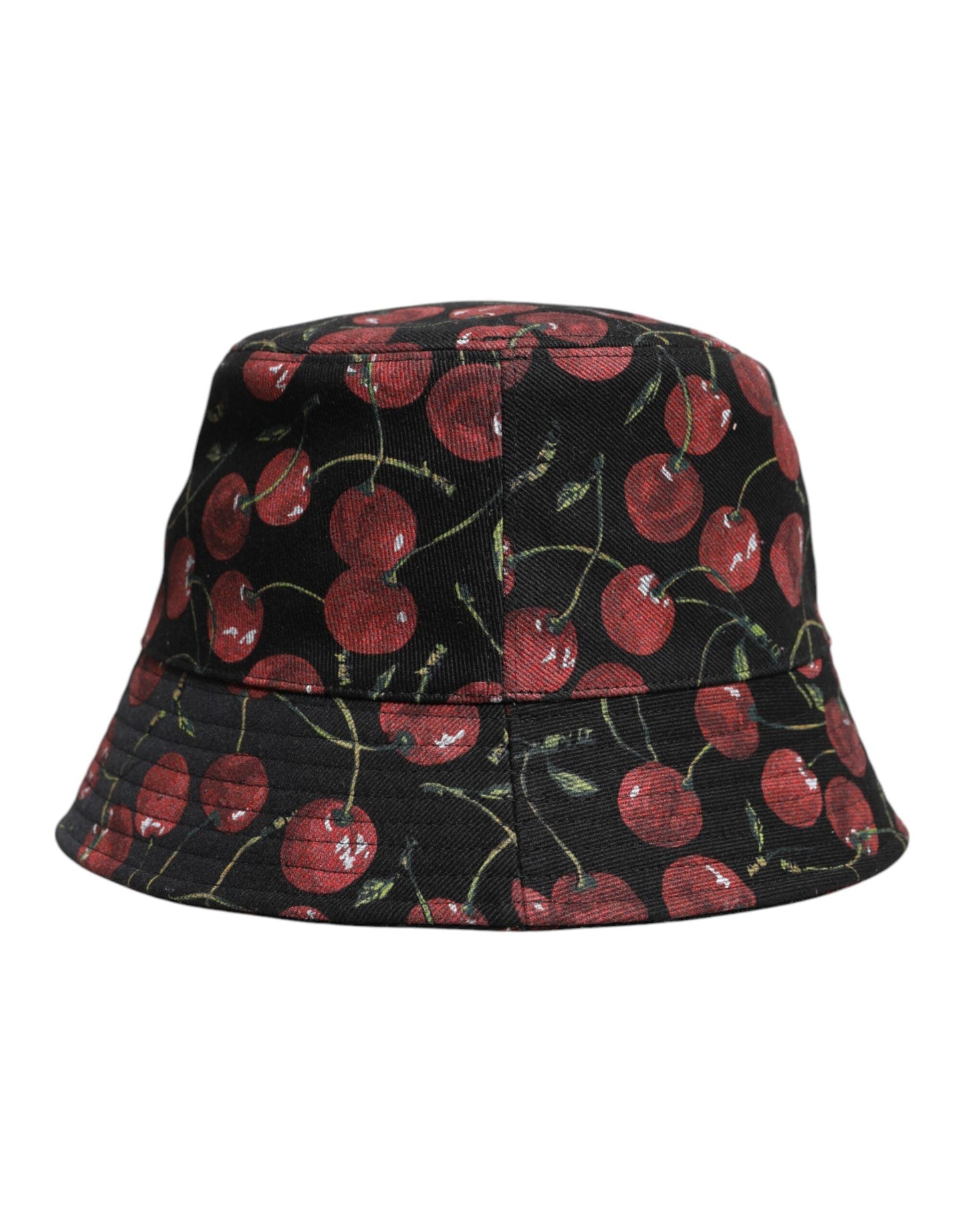 Dolce & Gabbana Black Cotton Printed Wide Brim Bucket Men's Hat