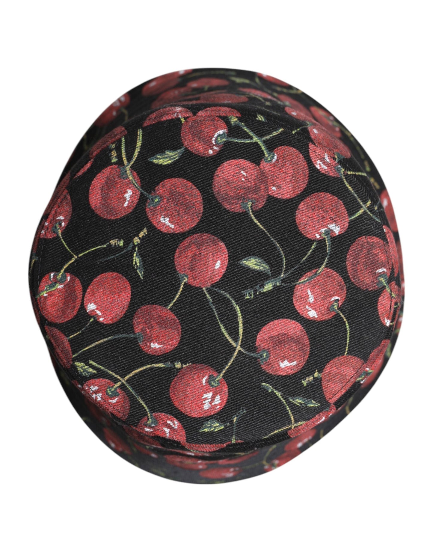 Dolce & Gabbana Black Cotton Printed Wide Brim Bucket Men's Hat