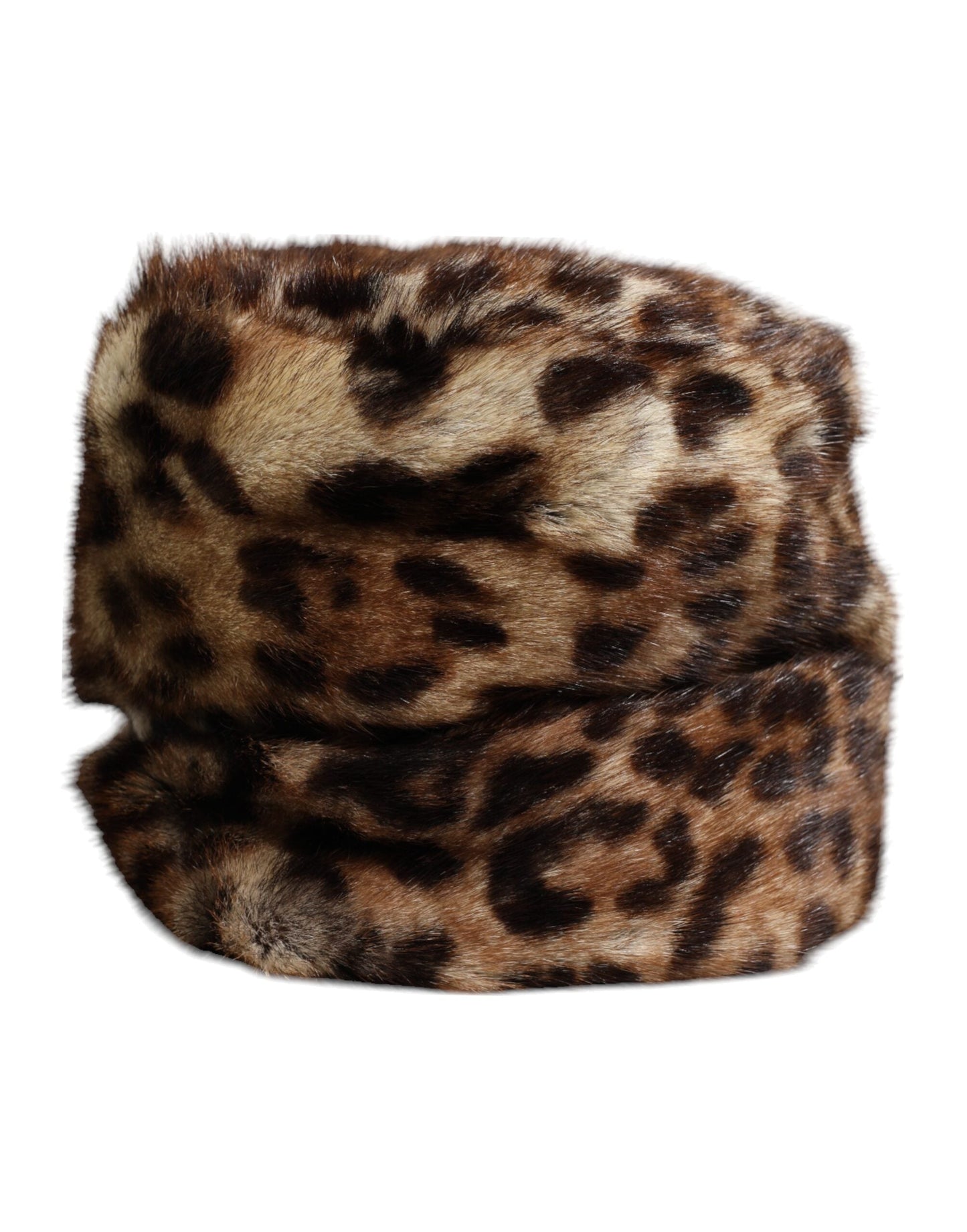 Dolce & Gabbana Brown Leopard Faux Fur Women Bucket Women's Hat