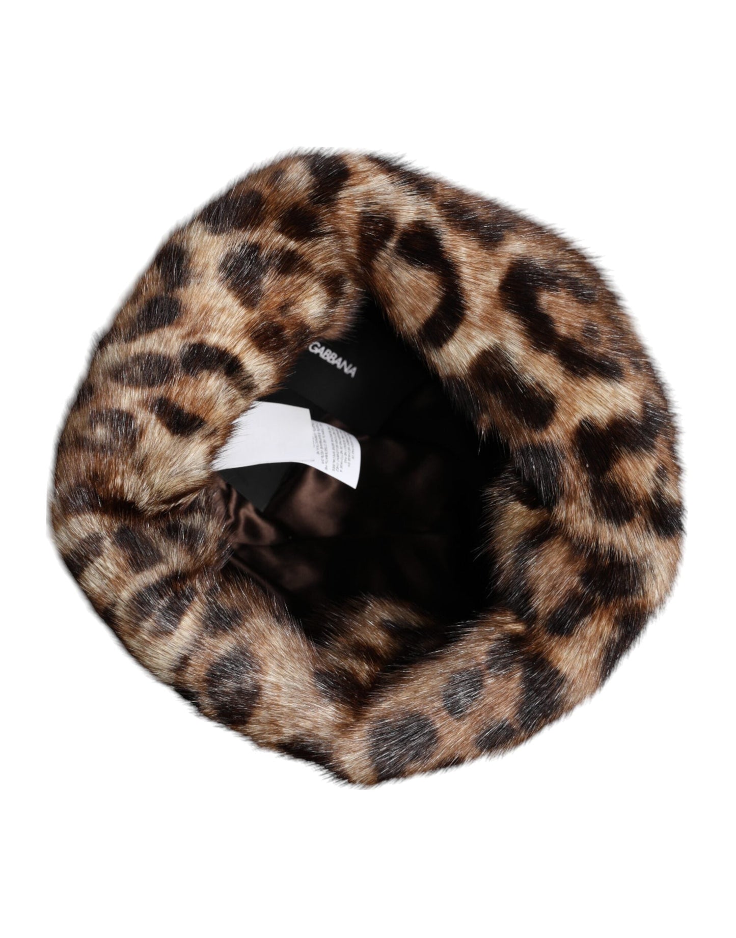 Dolce & Gabbana Brown Leopard Faux Fur Women Bucket Women's Hat