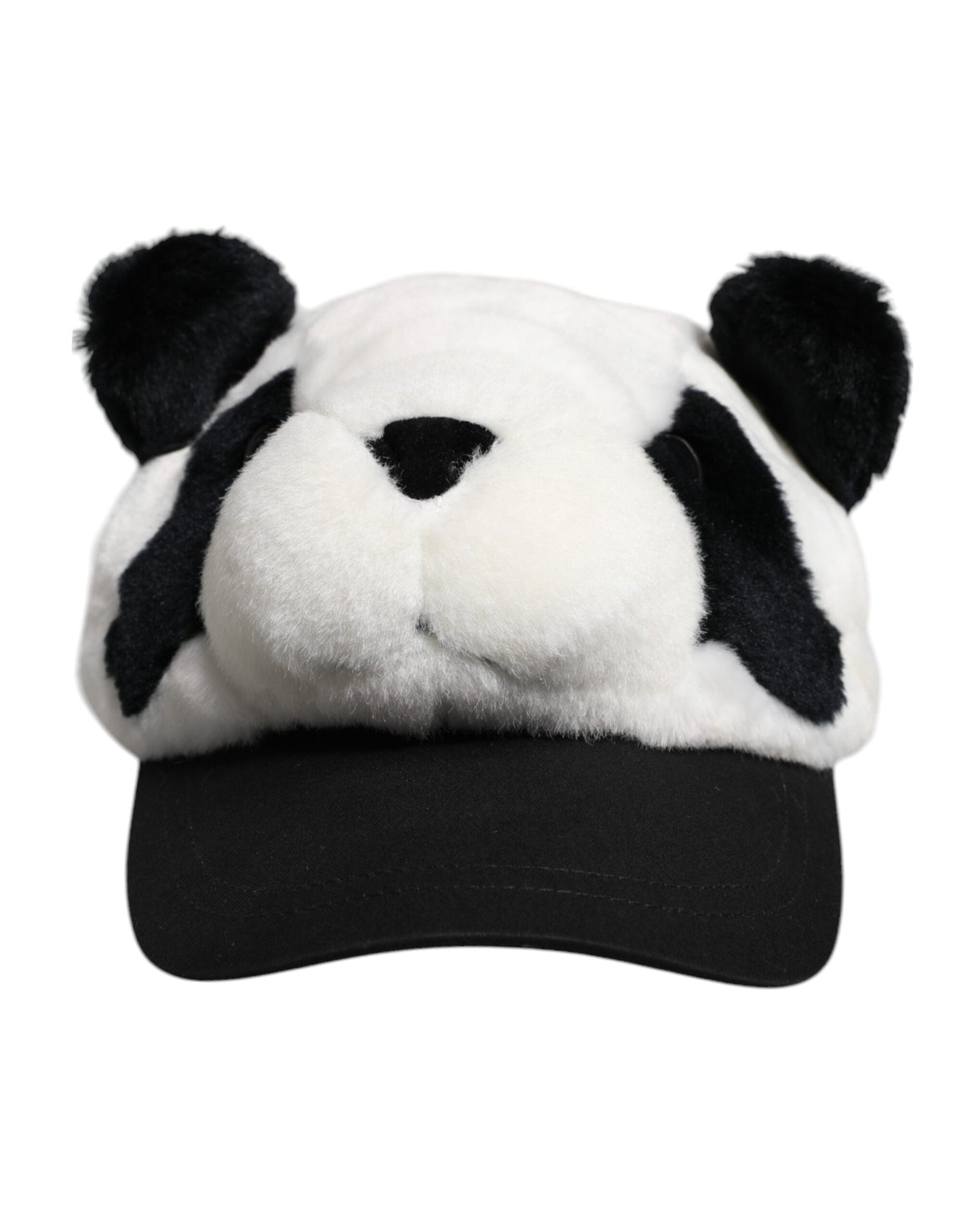 Dolce & Gabbana Black White Panda Fur Women Baseball Women's Cap