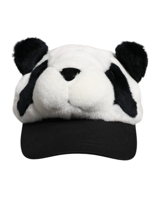 Dolce & Gabbana Black White Panda Fur Women Baseball Women's Cap