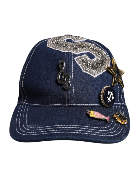 Dolce & Gabbana Blue Crystal Embellishment Baseball Women's Cap