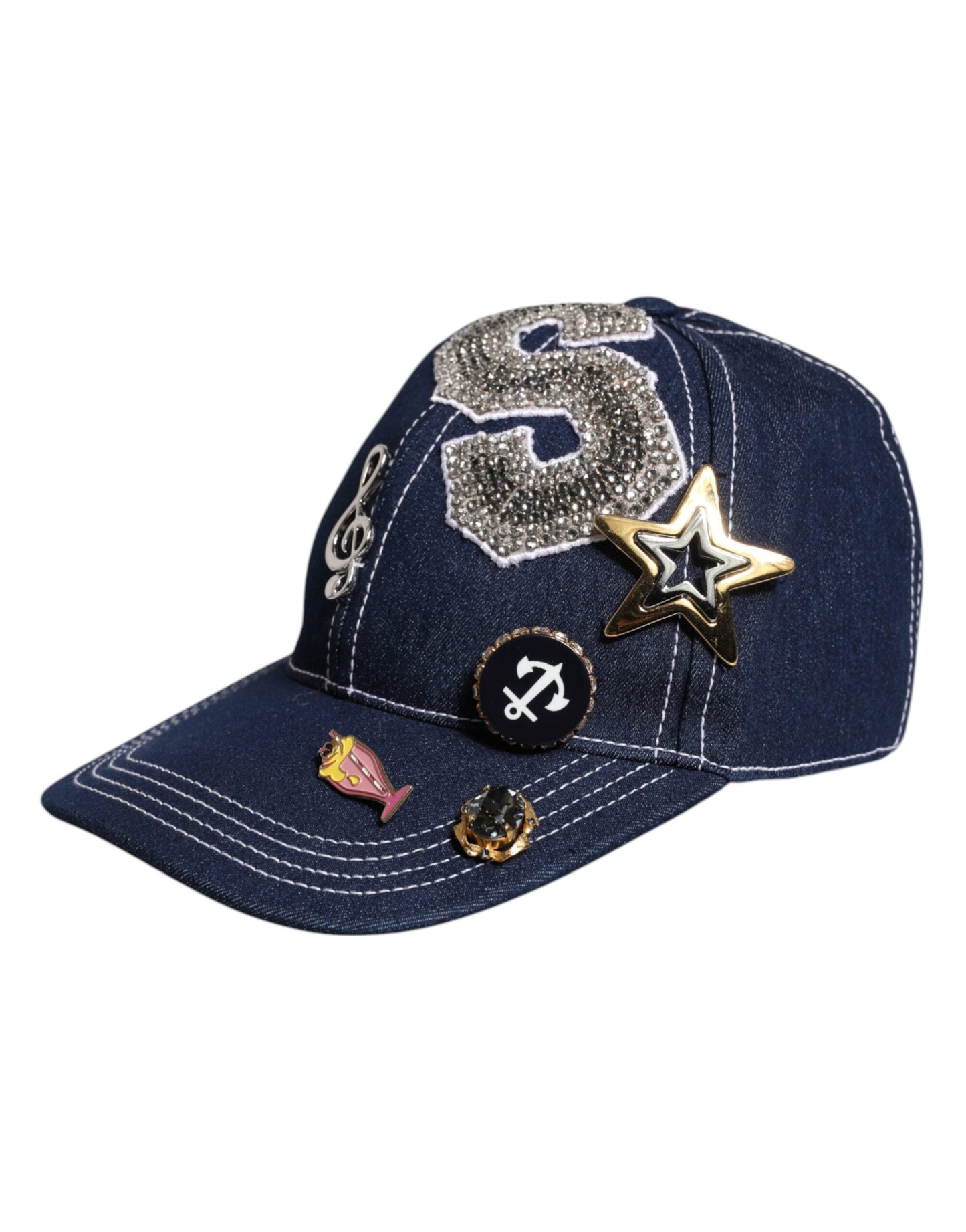 Dolce & Gabbana Blue Crystal Embellishment Baseball Women's Cap