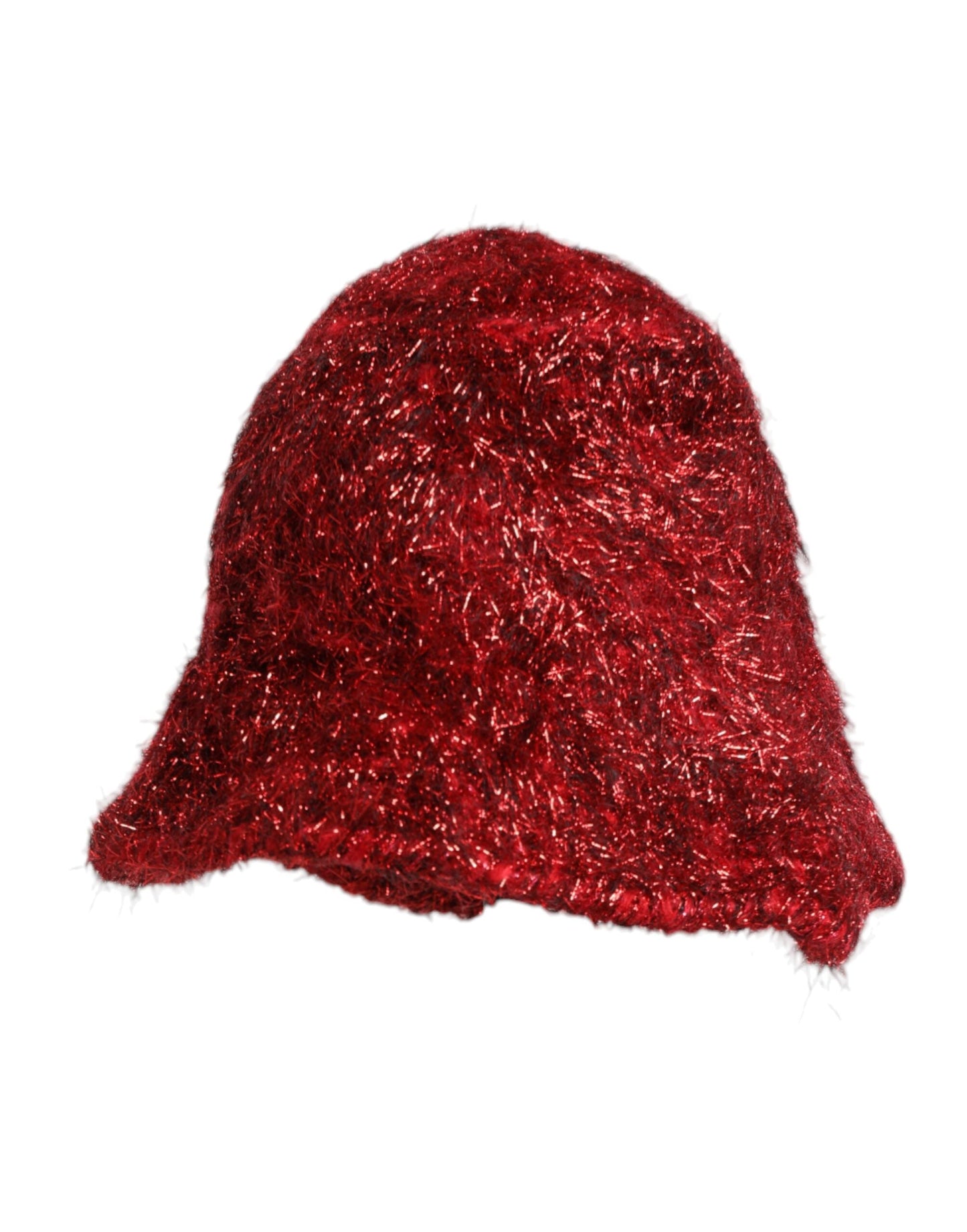 Dolce & Gabbana Red Viscose Tinsel Wide Brim Bucket Women's Hat