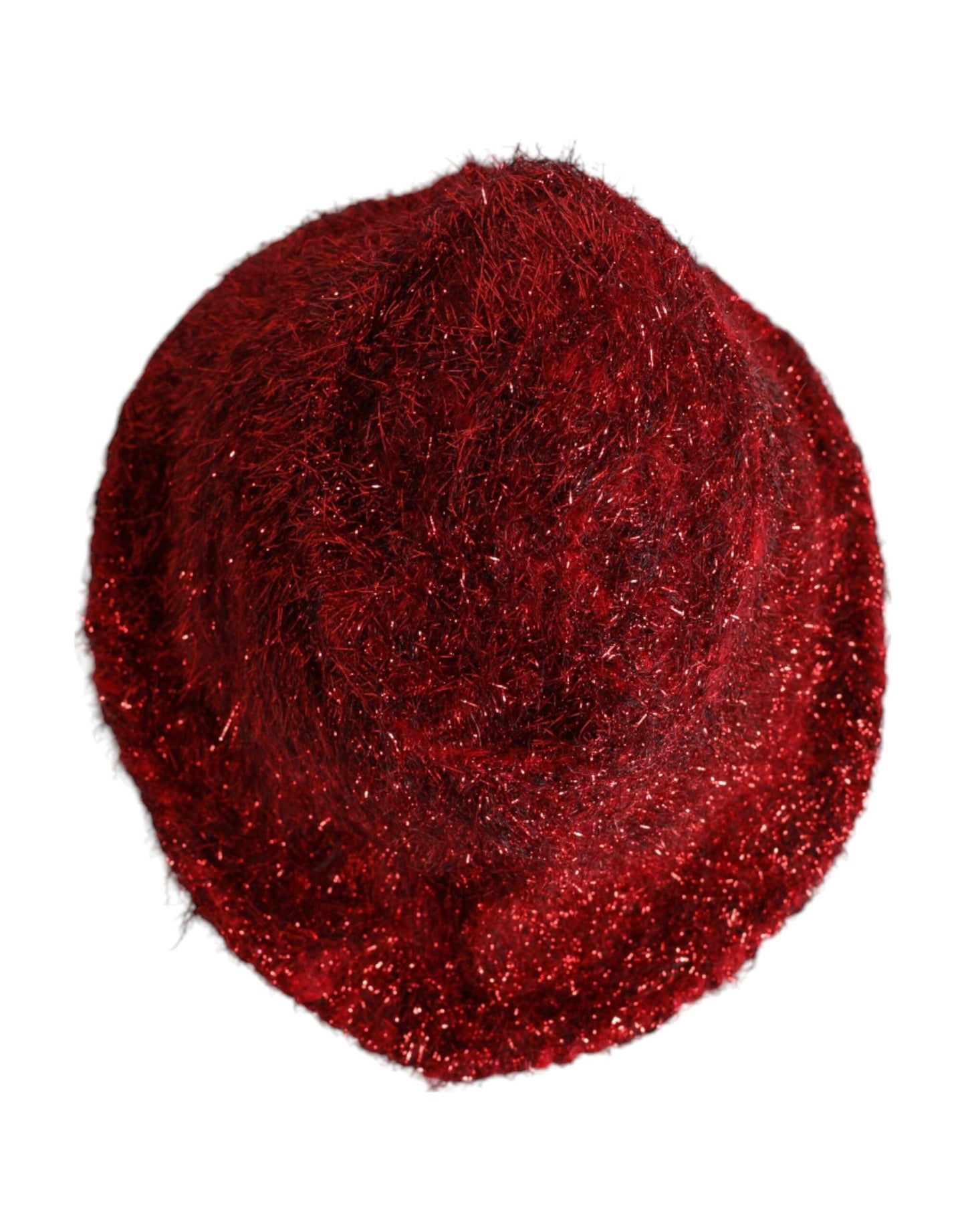 Dolce & Gabbana Red Viscose Tinsel Wide Brim Bucket Women's Hat