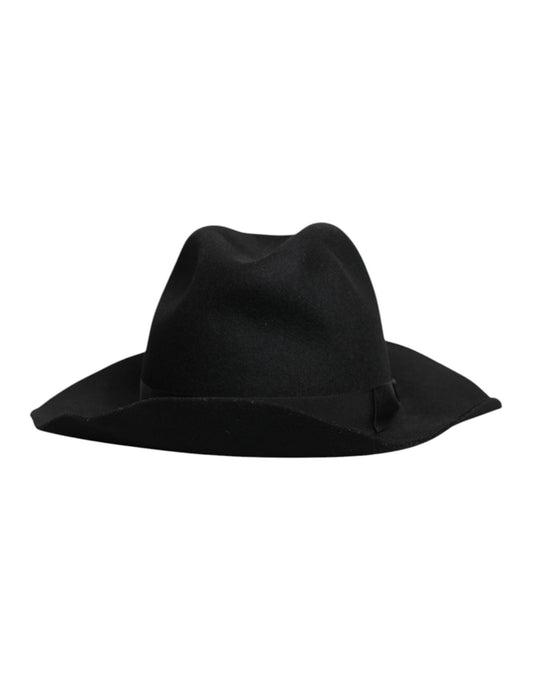 Dolce & Gabbana Black Wide Brim Trilby Fedora Women's Hat