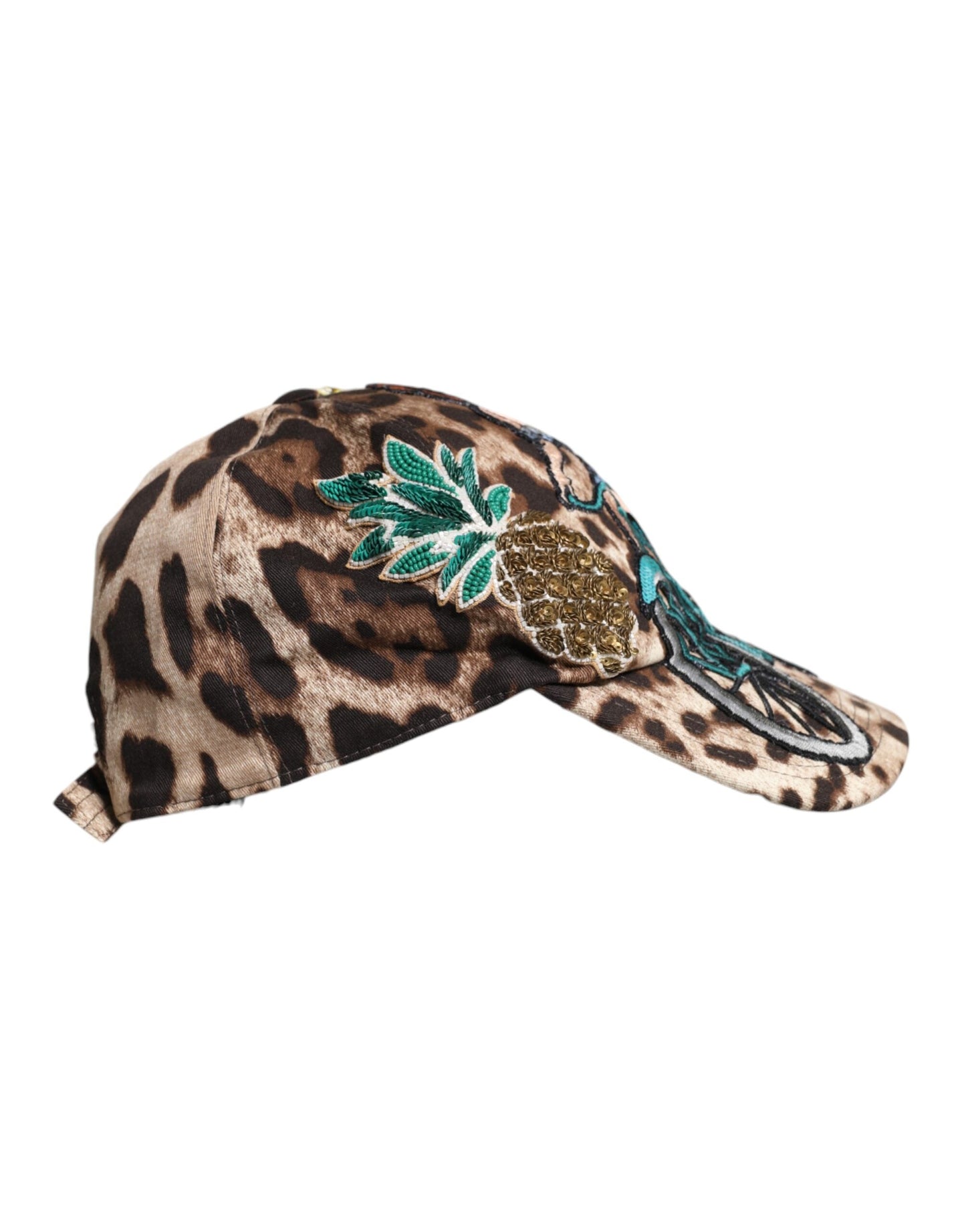 Dolce & Gabbana Brown Leopard Sequin Sicily Baseball Women's Cap