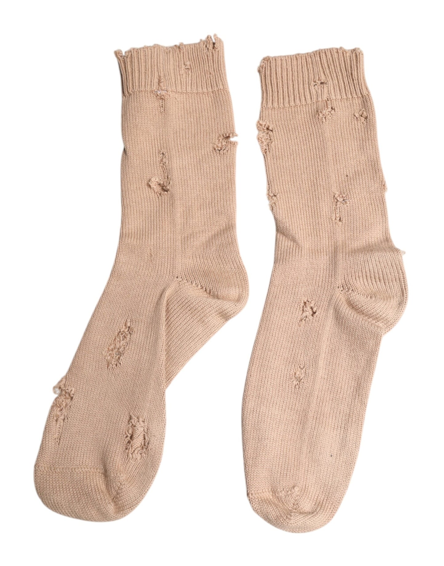 Dolce & Gabbana Beige Solid Stretch Mid Calf Men Men's Socks