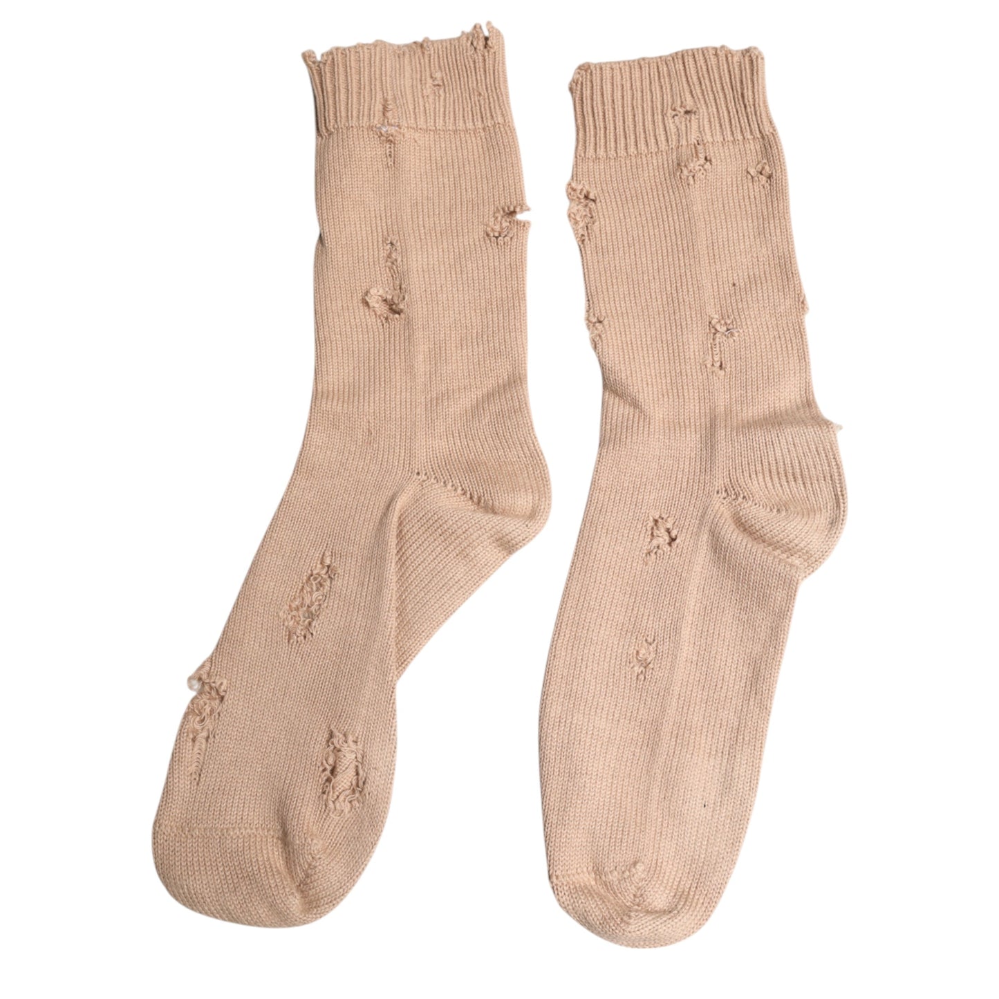 Dolce & Gabbana Beige Solid Stretch Mid Calf Men Men's Socks
