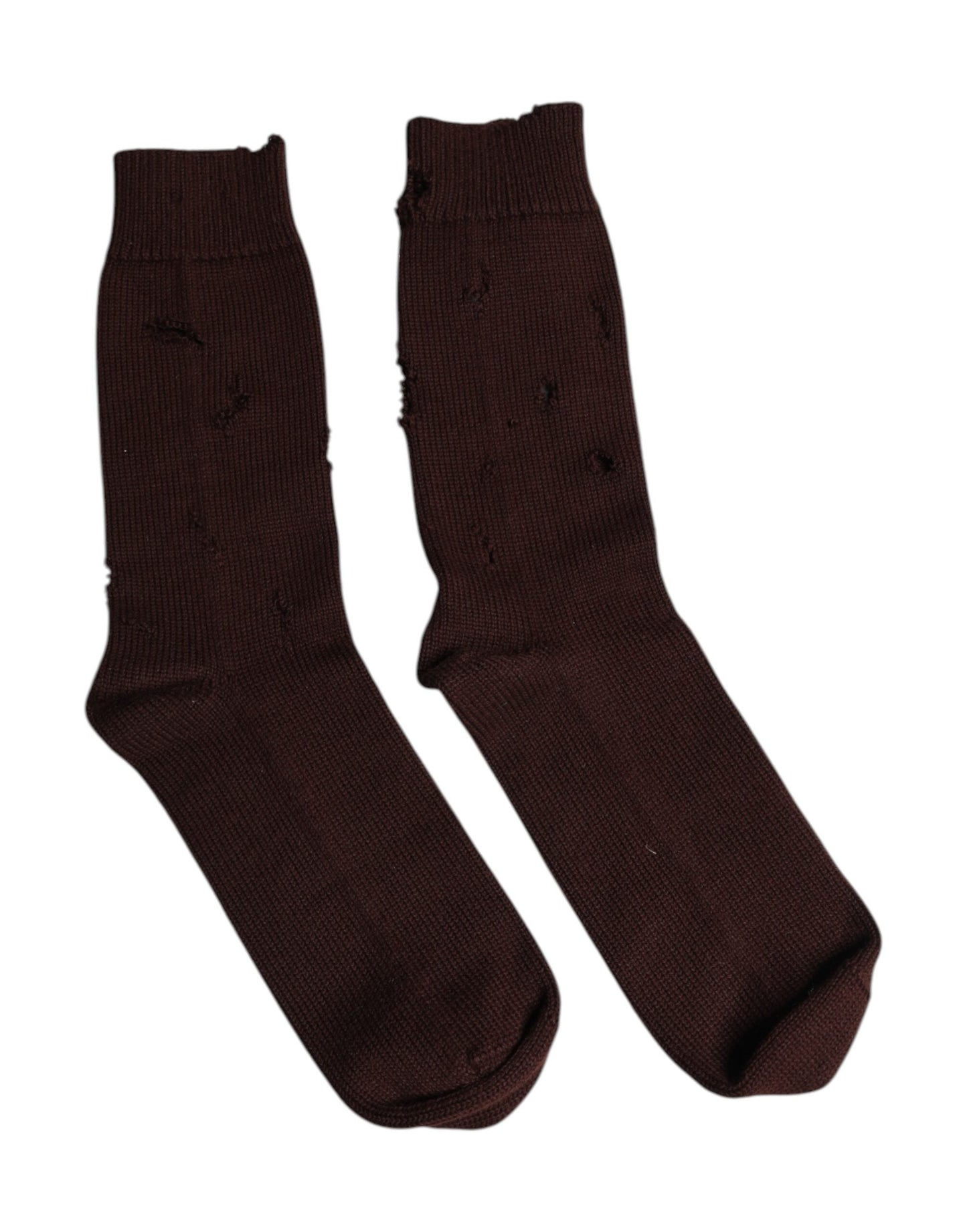 Dolce & Gabbana Brown Solid Cotton Stretch Mid Calf  Socks