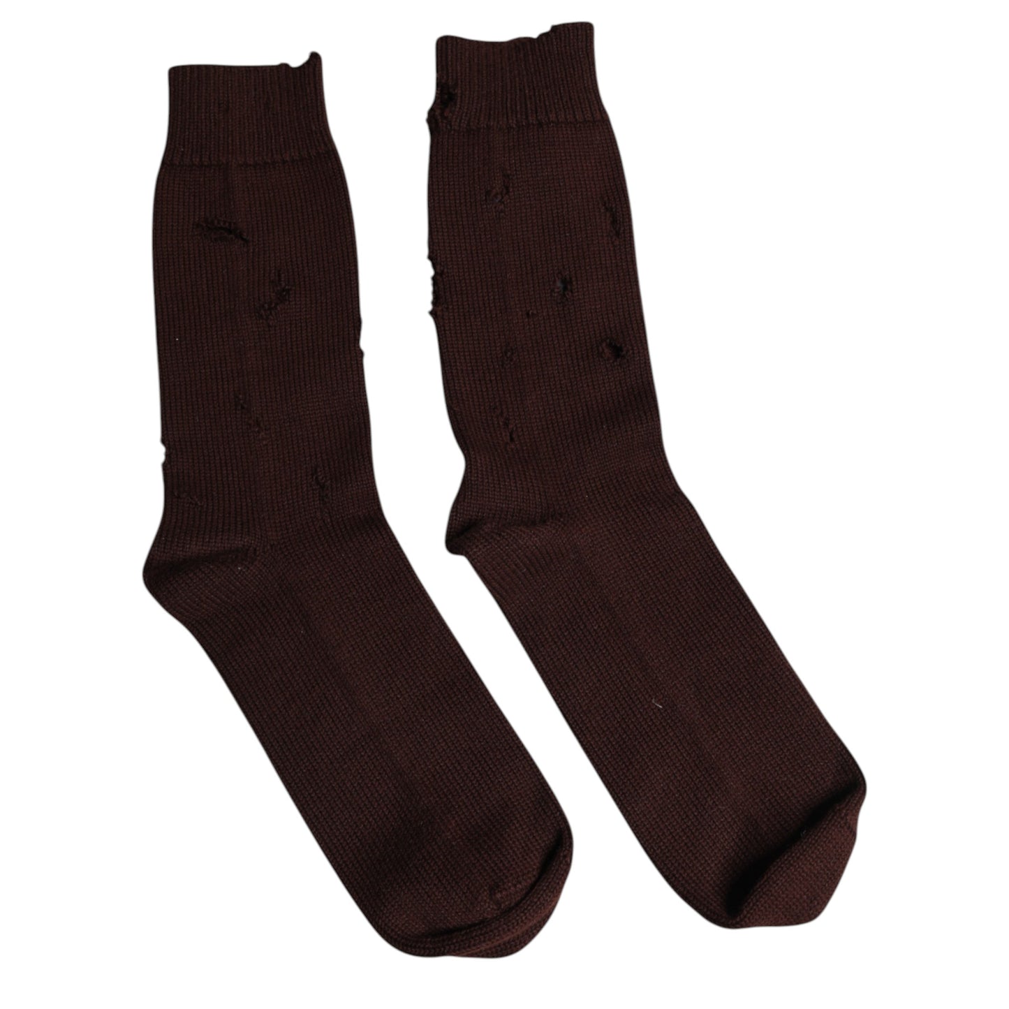 Dolce & Gabbana Brown Solid Cotton Stretch Mid Calf  Socks