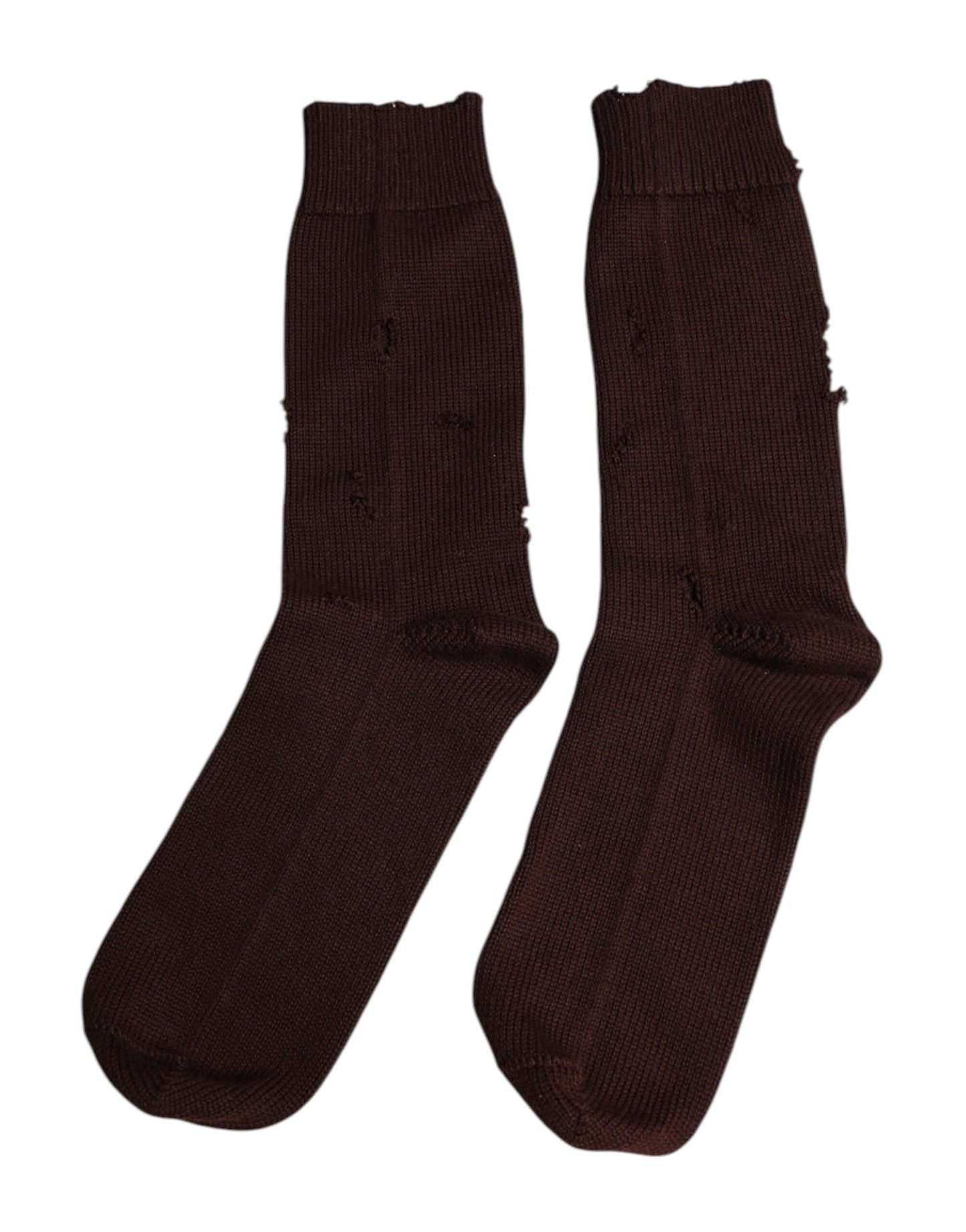 Dolce & Gabbana Brown Solid Cotton Stretch Mid Calf  Socks