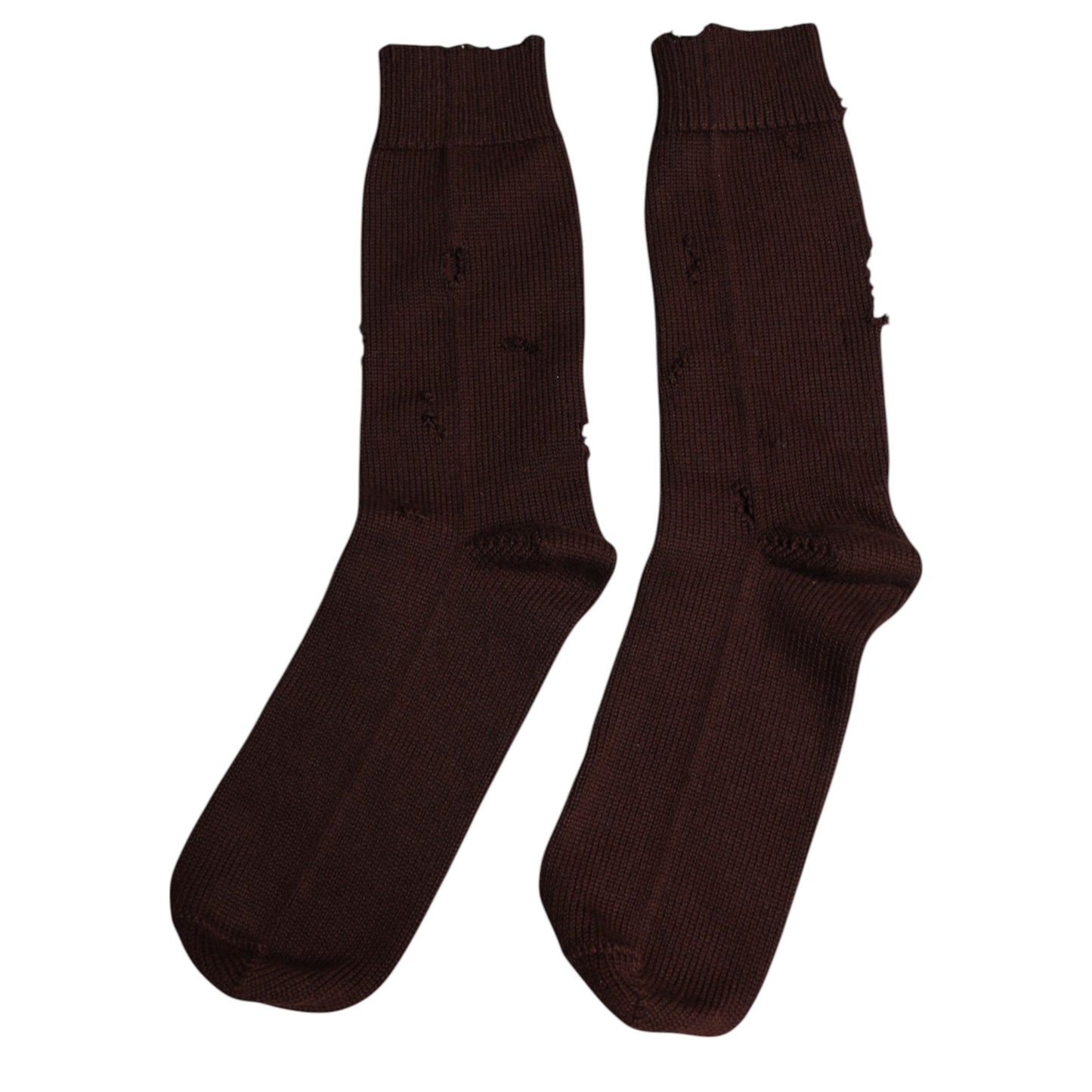 Dolce & Gabbana Brown Solid Cotton Stretch Mid Calf  Socks