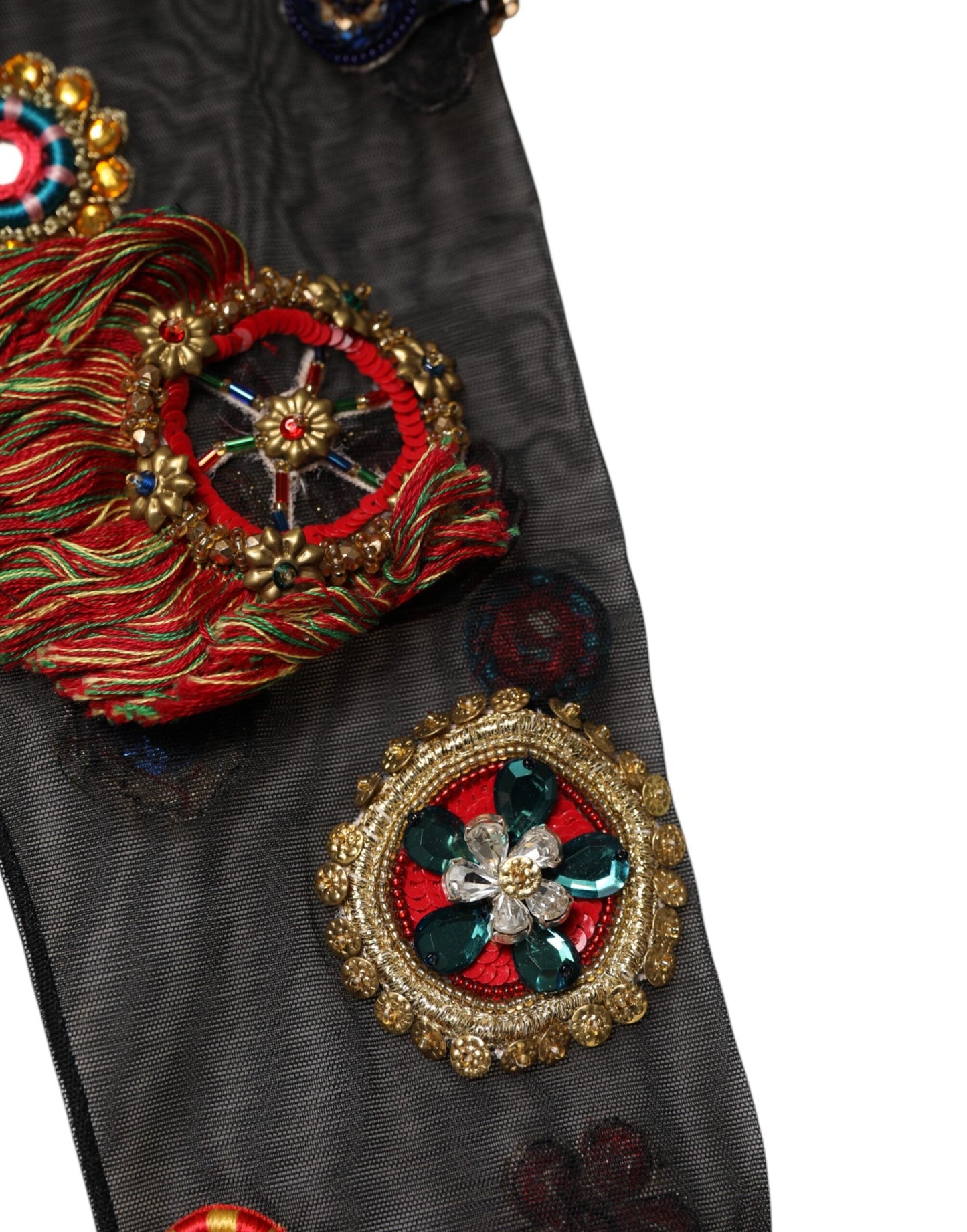 Dolce & Gabbana Black Stretch Carretto Crystal Stockings Women's Socks