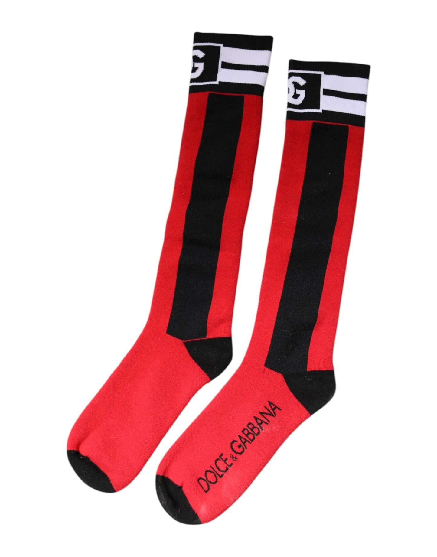 Dolce & Gabbana Red Cotton Stretch Printed Women's Socks