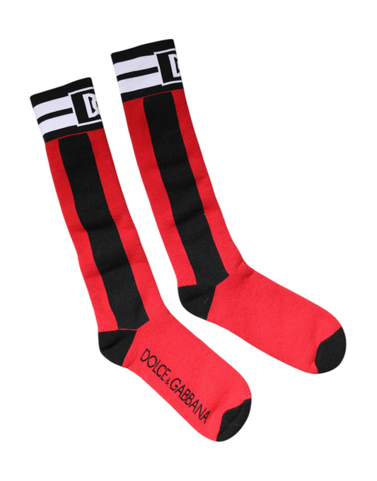 Dolce & Gabbana Red Cotton Stretch Printed Women's Socks