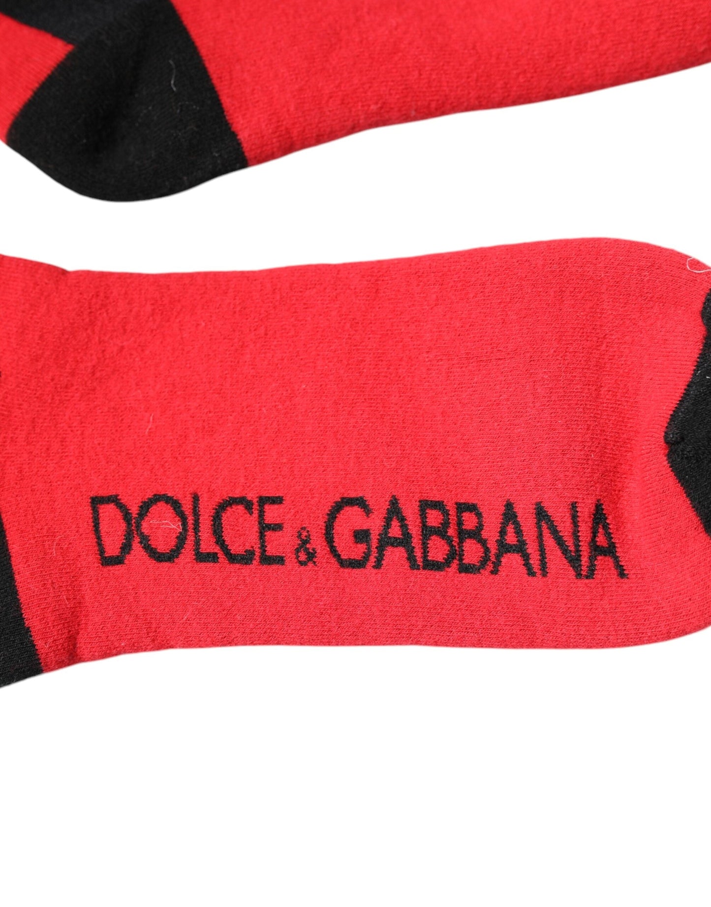 Dolce & Gabbana Red Cotton Stretch Printed Women's Socks
